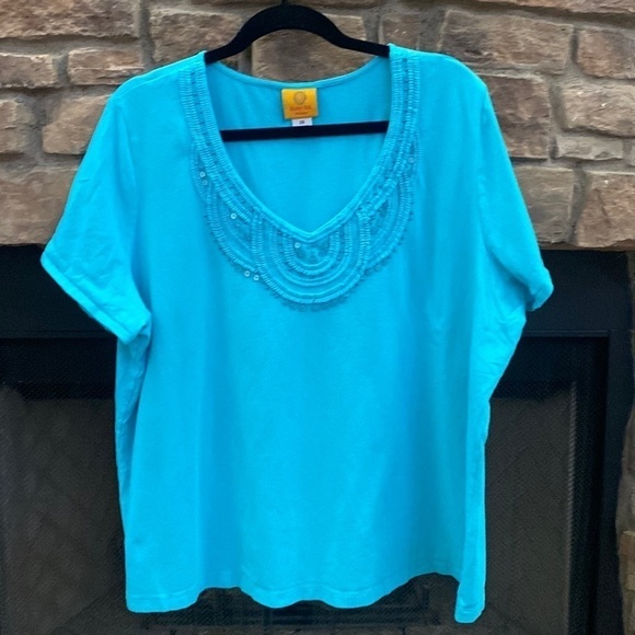 Ruby Rd. Teal top with embellishments. Size 2X - Picture 1 of 7